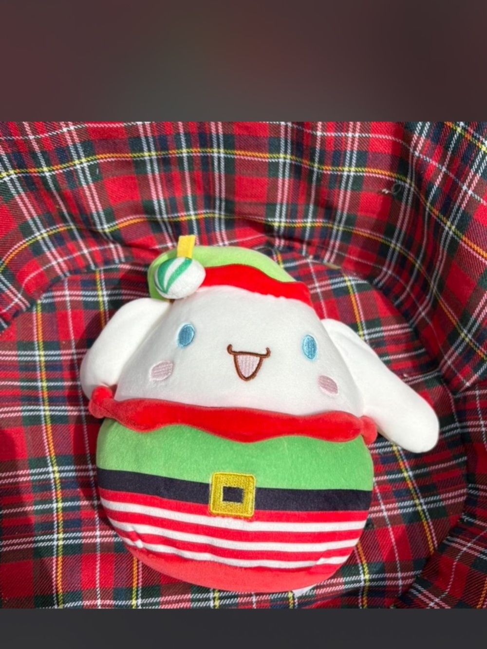 Sanrio Cinnamoroll Squishmallows Christmas Elf Plush Bunny - Red Green White